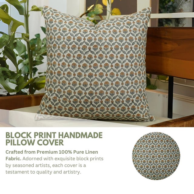 Introduce timeless elegance into your home with the "Shehnaz" block print handmade cushion cover. Crafted from premium...