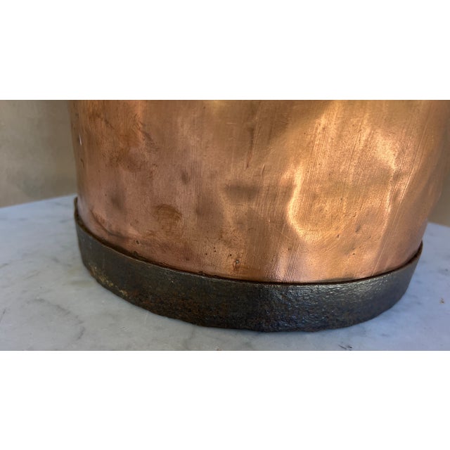 Copper Large French Antique Copper Watering Can & Wrought Iron Rim, 19th Century For Sale - Image 8 of 16