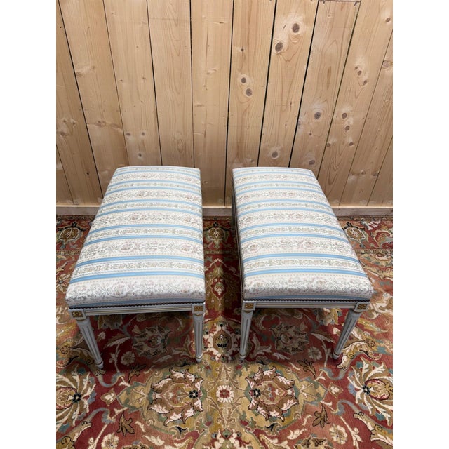 Louis XVI Benches in Lacquered and Gilded Wood, 1970s For Sale - Image 6 of 7