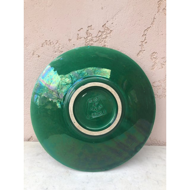 1950s 1950s Large Green Majolica Platter With Leaves Saint Clement For Sale - Image 5 of 6