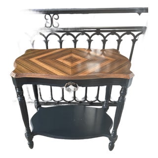 Vintage Refinished Diamond Veneer Console Table For Sale