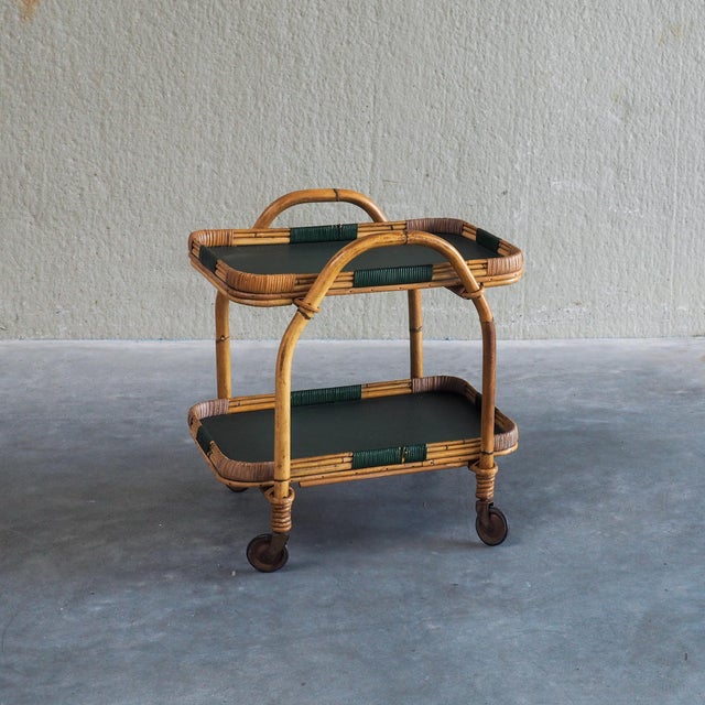 Vintage Bamboo Serving Trolley, 1950s For Sale - Image 15 of 18