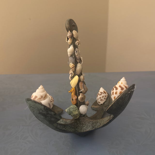 2010s Nautical Resin-Based Anchor Sculpture Adorned With Natural Seashells For Sale - Image 5 of 10