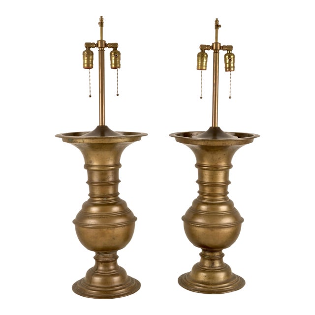 Pair Bronze Balustrade Lamps, Large Scale For Sale