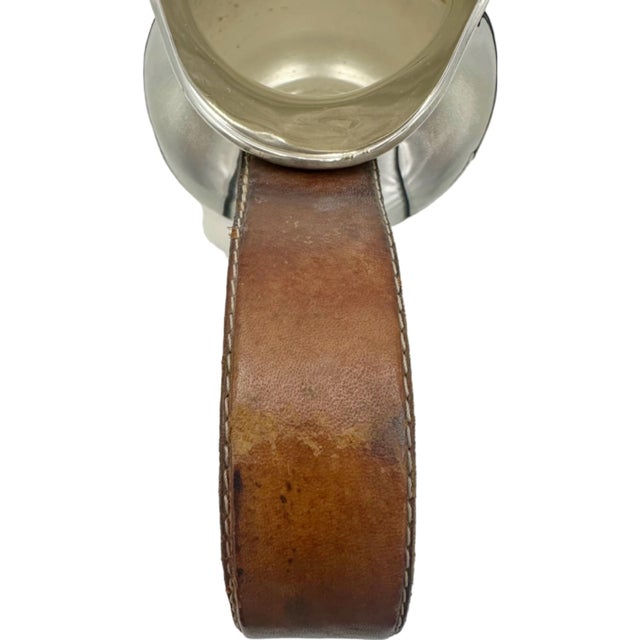 Metal Vintage Hermès Paris Silverplate Pitcher Jug with Brown Leather Handle For Sale - Image 7 of 12