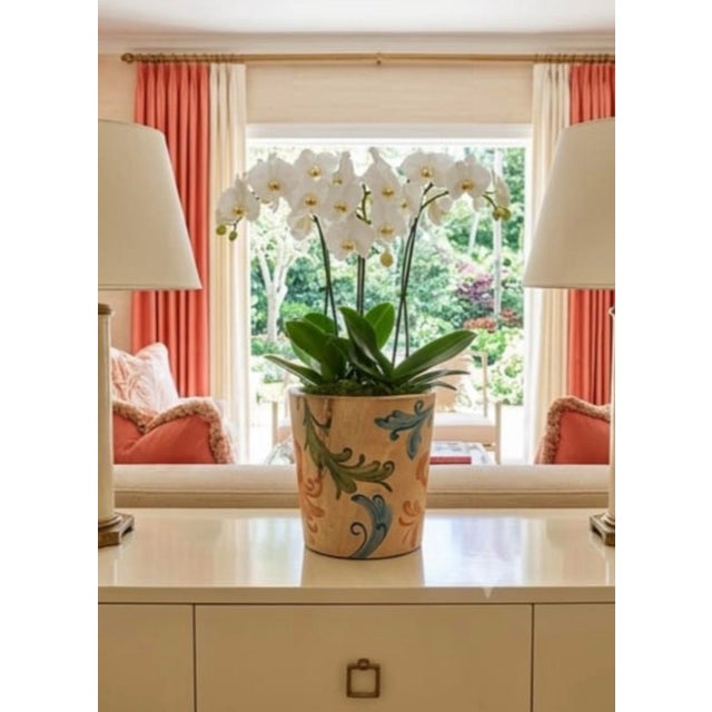Vintage Hand-Painted Teak Wood Cachepot / Planter For Sale - Image 9 of 12