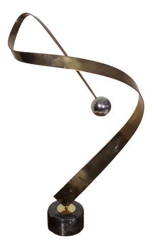 Curtis Jeré Abstract Chrome & Brass Ribbon Sculpture