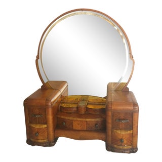 1920s Art Deco Vanity & Mirror For Sale