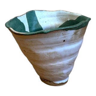 Vintage Abstract Stoneware Decorative Bowl For Sale