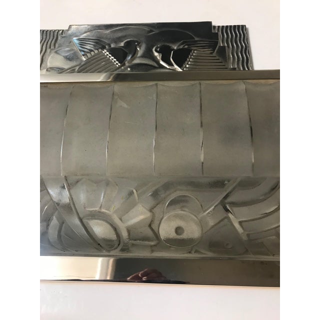 French Art Deco Bird Sconces With Geometric Motif by Sabino - a Pair For Sale - Image 11 of 13