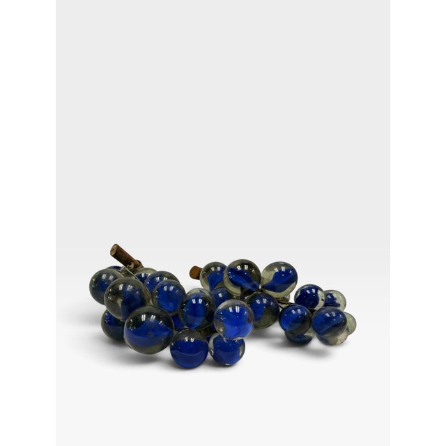 Folk Art Vintage 1960s Mid-Century Blue Swirl Glass Marble Grape Clusters - A Pair For Sale - Image 3 of 6