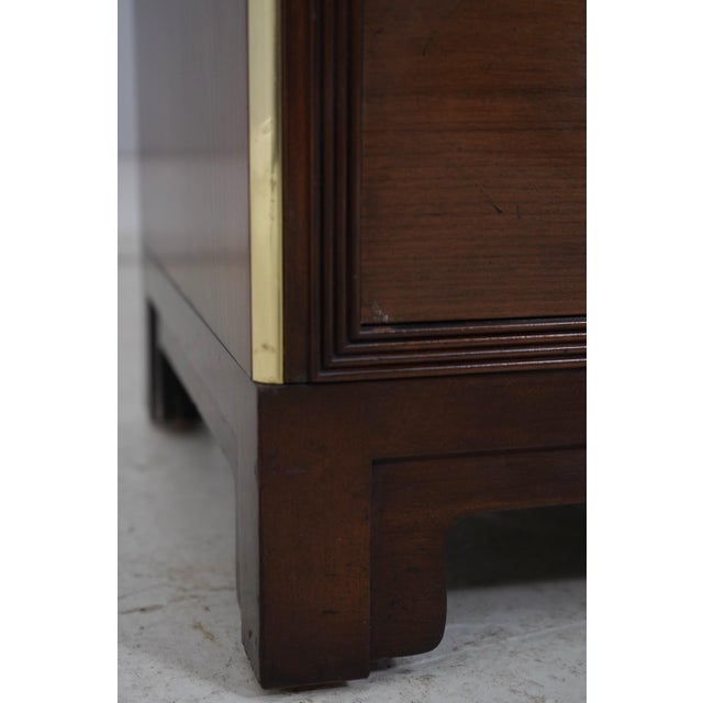 Baker 3 Drawer Cherry Oriental Campaign Style Chest For Sale - Image 13 of 17