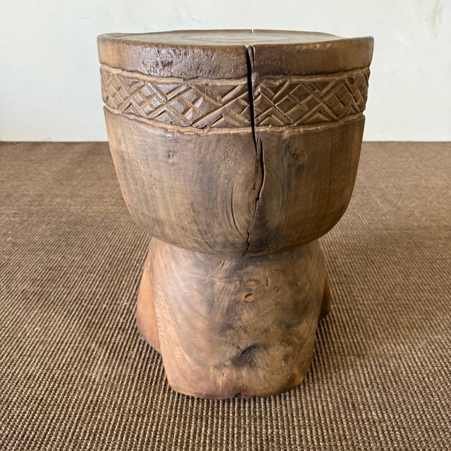 Contemporary Vintage Solid Walnut Reclaimed Side Table 61626e For Sale - Image 3 of 8