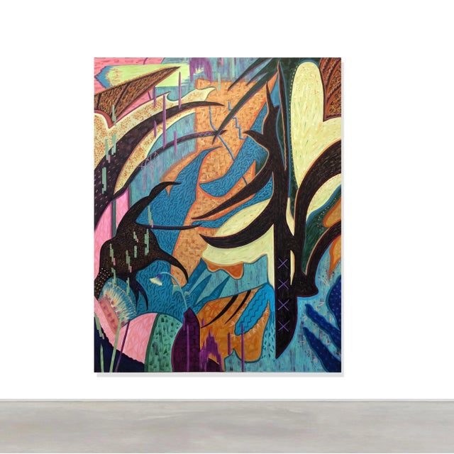 Everybody Wants to Rule the World (acrylic, gemstones, shoelaces, nailheads) is part of a series of artworks called...
