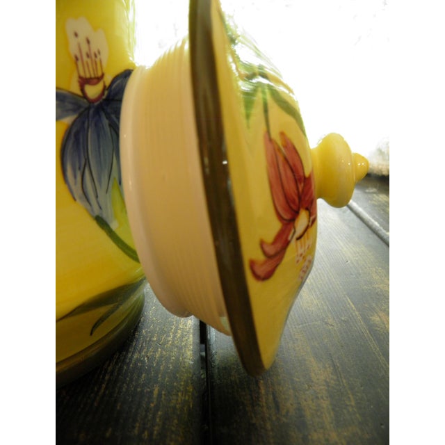Nonni’s Biscotti Jar Yellow Floral Porcelain Cookie Jar Canister For Sale - Image 9 of 9
