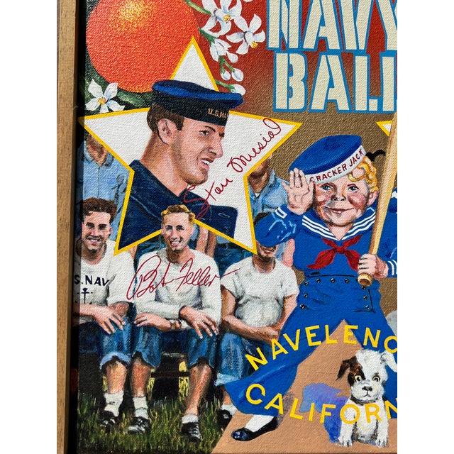 Orange Original Ben Sakoguchi Painting "Navy Ball Brand" From "The Orange Crate Series," 2005 For Sale - Image 8 of 10