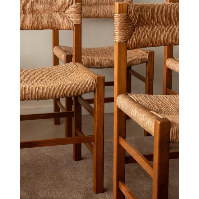 French Mid-Century Wood and Rush Dining Chairs, 1960s, Set of 6 For Sale - Image 14 of 18