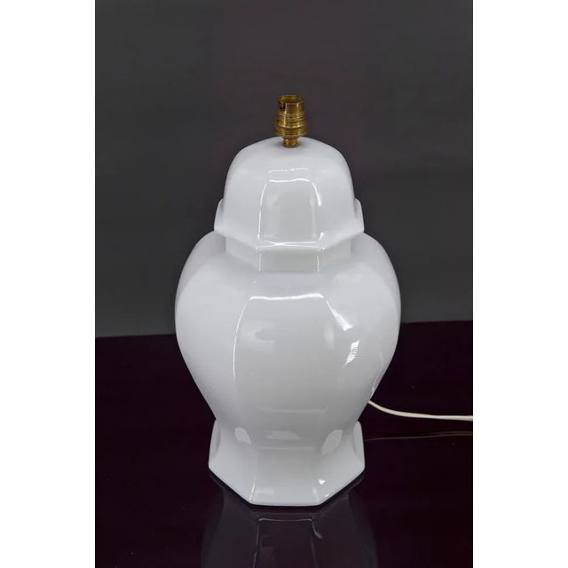 White Porcelain Lamp by Pillivuyt, Japonisme, France, 1970s For Sale - Image 6 of 11