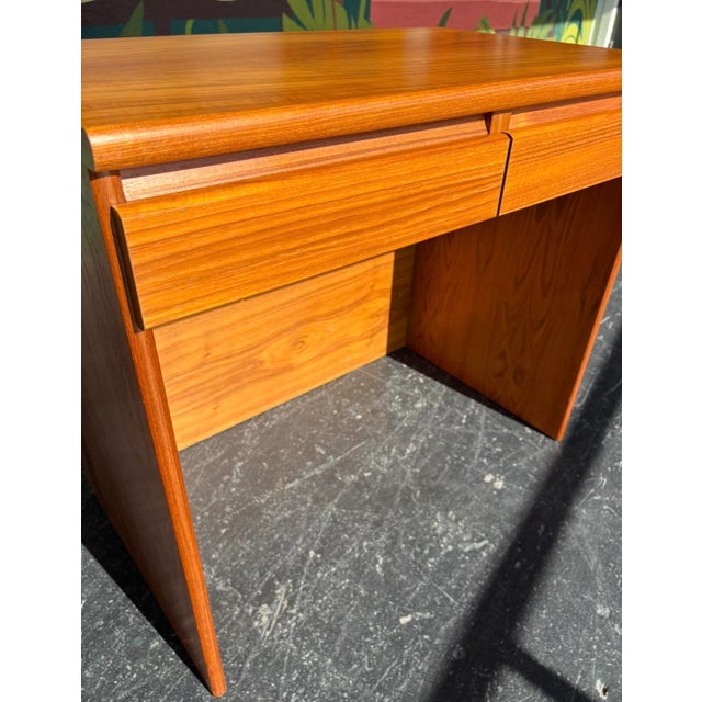 Brown Danish Teak Desk/Vanity For Sale - Image 8 of 11