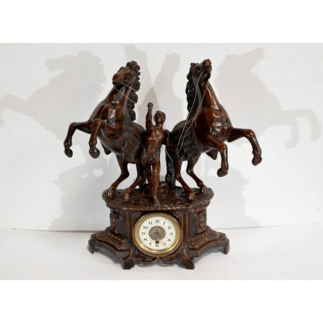 Metal Horses Fireplace Set in the style of G. Coustou, Set of 3 For Sale - Image 7 of 18