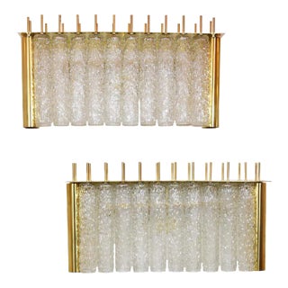 Glass and Brass Tubi Tempio Wall Lights, Set of 2 For Sale
