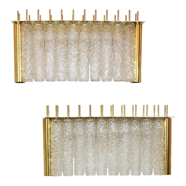 Glass and Brass Tubi Tempio Wall Lights, Set of 2 For Sale