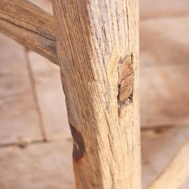 Wood Large Antique Rustic Elm Stool or Side Table For Sale - Image 7 of 8