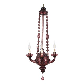 Venetian Amethyst Blown Glass Chandelier, 1900s For Sale