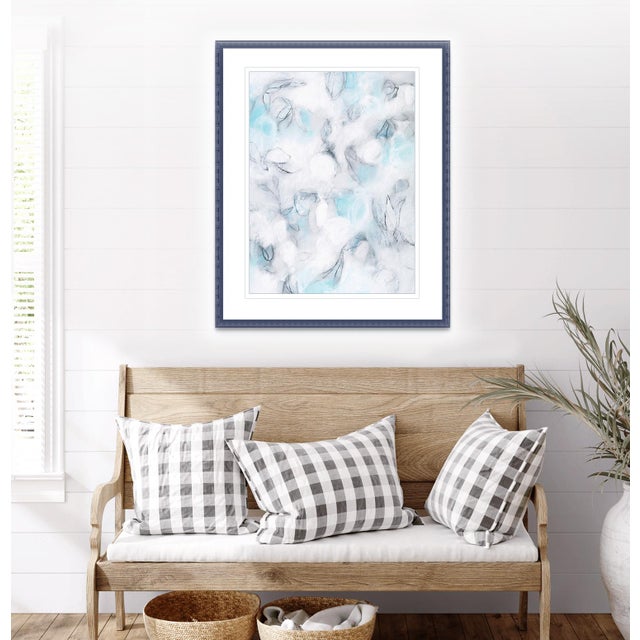 "Float No.8 - Light Blue Suspention" - Textured Abstract Contemporary Drawing on Paper in Blues For Sale - Image 6 of 6