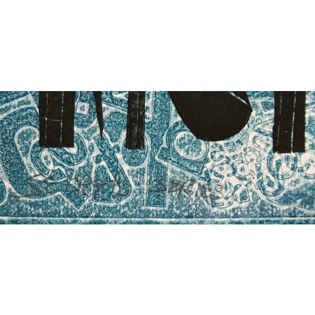 This artwork titled "Secrets Series" c.1980, is an original woodcut monoprint with embossing on thick Wove paper by noted...
