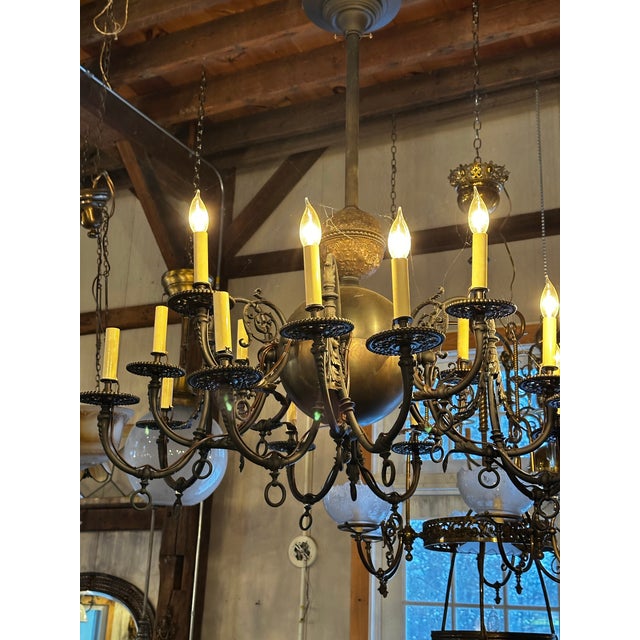 Old Lights On is pleased to offer this amazing 14 arm converted gas fixture in oil rubbed brass. It is fully restored and...