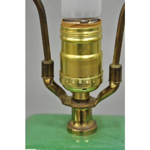 Vintage Paul Hanson Chinoiserie Green Porcelain Jardiniere Oriental Table Lamp For Sale - Image 10 of 12