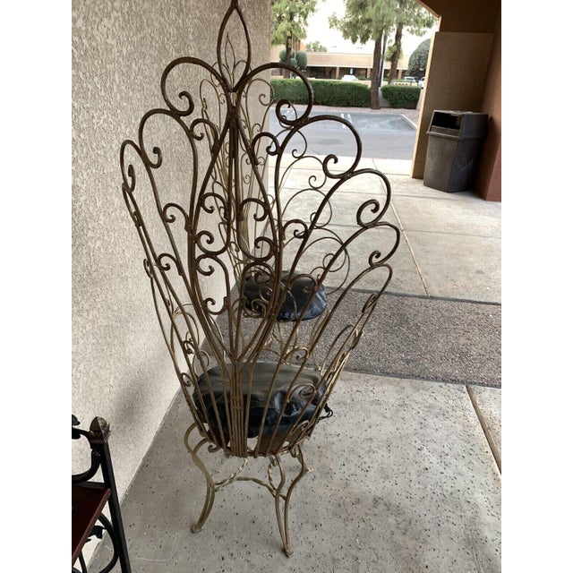 1960s Vintage Twisted Steel Iron Ornate Metal Peacock Garden Chairs - Only 1 Available For Sale - Image 5 of 6