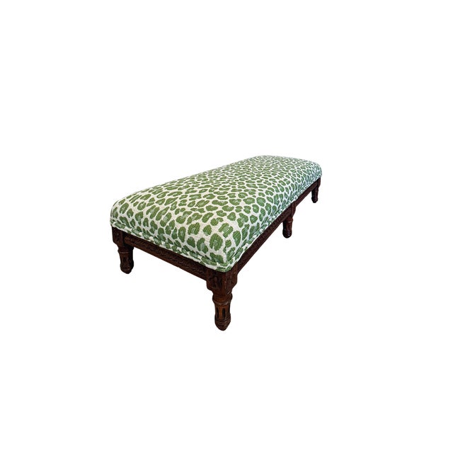 Mid-Century Modern Antique Footstool Mew Leopard Upholstery For Sale - Image 3 of 6