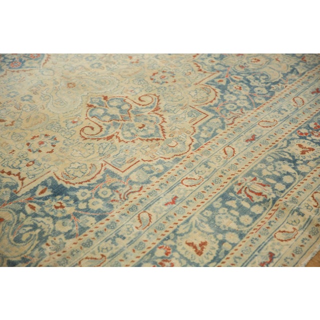 Sky Blue 1940s Vintage Persian Meshed Lace Medallion Wool Carpet For Sale - Image 8 of 12