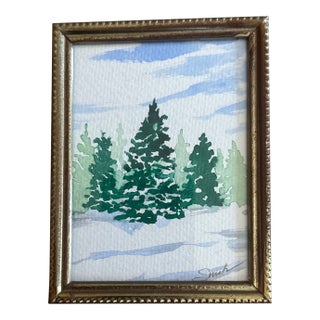 “Winter Whispers” Framed Signed Original Watercolor by Nancy Smith For Sale