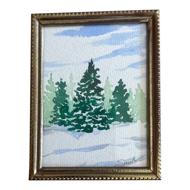 “Winter Whispers” Framed Signed Original Watercolor by Nancy Smith For Sale