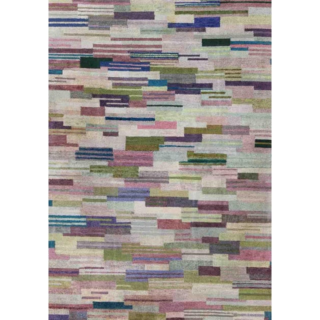 Large American Hooked Rug by George Wells With a Modern Design and Modern Colors 9'0" X 12'3" For Sale - Image 4 of 10