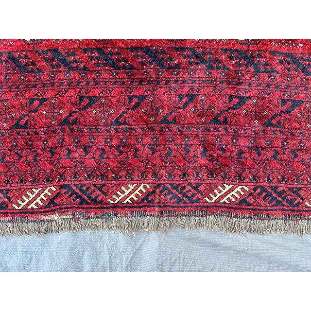 Textile Red Tekke Bokhara Hand-Knotted Wool Rug - 6'10" X 9'8" For Sale - Image 7 of 12