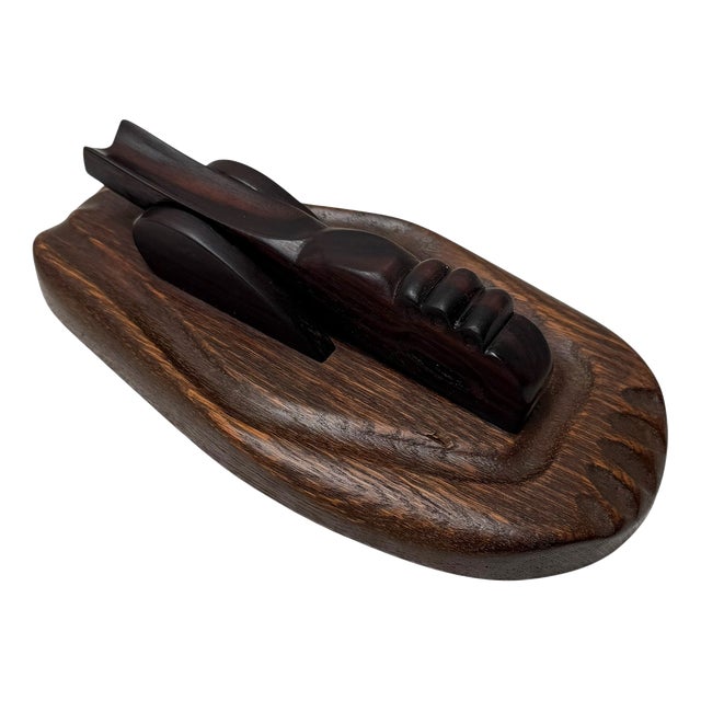 Art Deco Amsterdamse School Oak and Macassar Desk Paperweight, 1920s For Sale