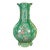 Vintage 1960s Chinese Green Ground Famille Rose "Fruits" Lobed Vase With Original Label For Sale