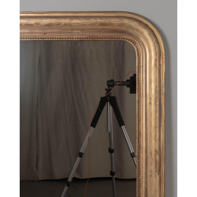Louis Philippe 19th Century French Louis Philippe Style Gilded Mirror 55"h X 37.5"w For Sale - Image 4 of 7