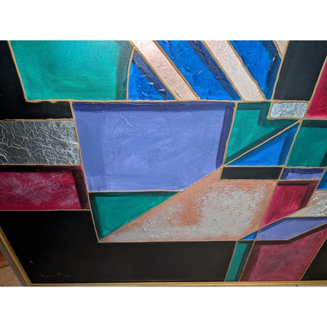 Art Deco Large 76x50" Abstract Mixed Media Painting - Signed James Morgan - Geometric Deco For Sale - Image 3 of 10