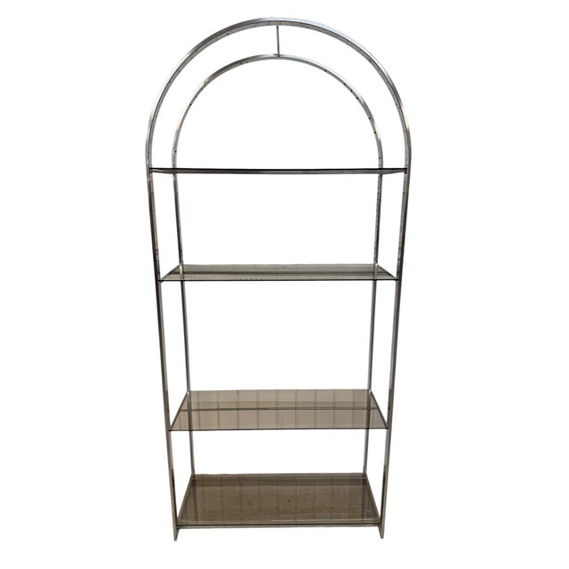 1980s Vintage Milo Baughman Flat Bar Chrome Etagere's - Set of 2 For Sale - Image 5 of 6