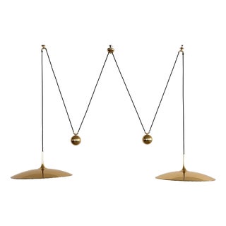 Onos 55 Double Pull Brass Pendant with Counter Weights by Florian Schulz, 1970s For Sale