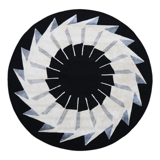 Hand-Tufted Rondò Rug in Wool with Bamboo Silk and Linen by Dinodo Studio For Sale