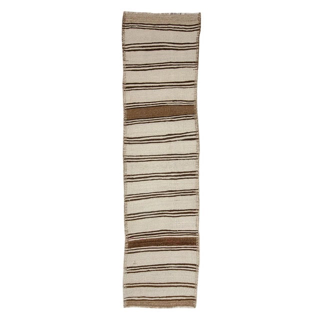 Textile Vintage Striped Natural Kilim Runner For Sale - Image 7 of 7