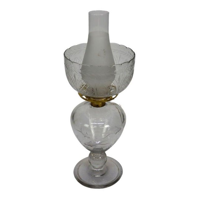 Late 19th Century Figural Fish Etched Glass & Crystal Base Table Lamp For Sale - Image 4 of 8