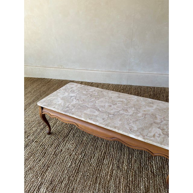 1950s French Provincial Marble and Carved Maple Coffee Table For Sale - Image 13 of 14