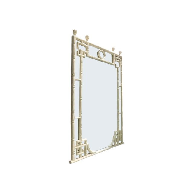 Asian Late 20th Century Mirror Hollywood Regency Faux Bamboo Chinese Chippendale Style MCM Wall Decor For Sale - Image 3 of 5